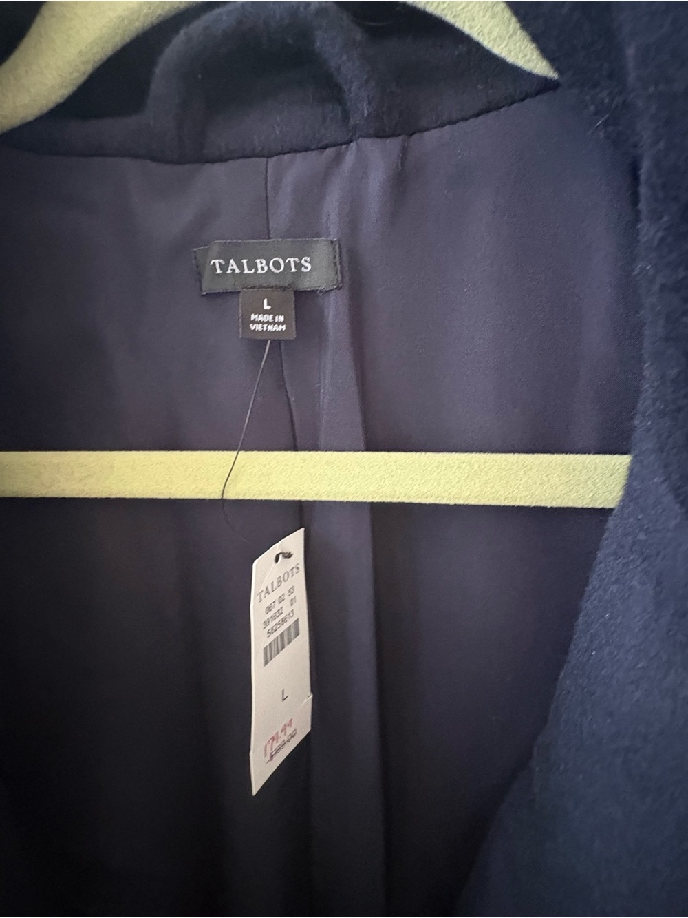 New Talbots Navy Coat wool blend boxy jacket.